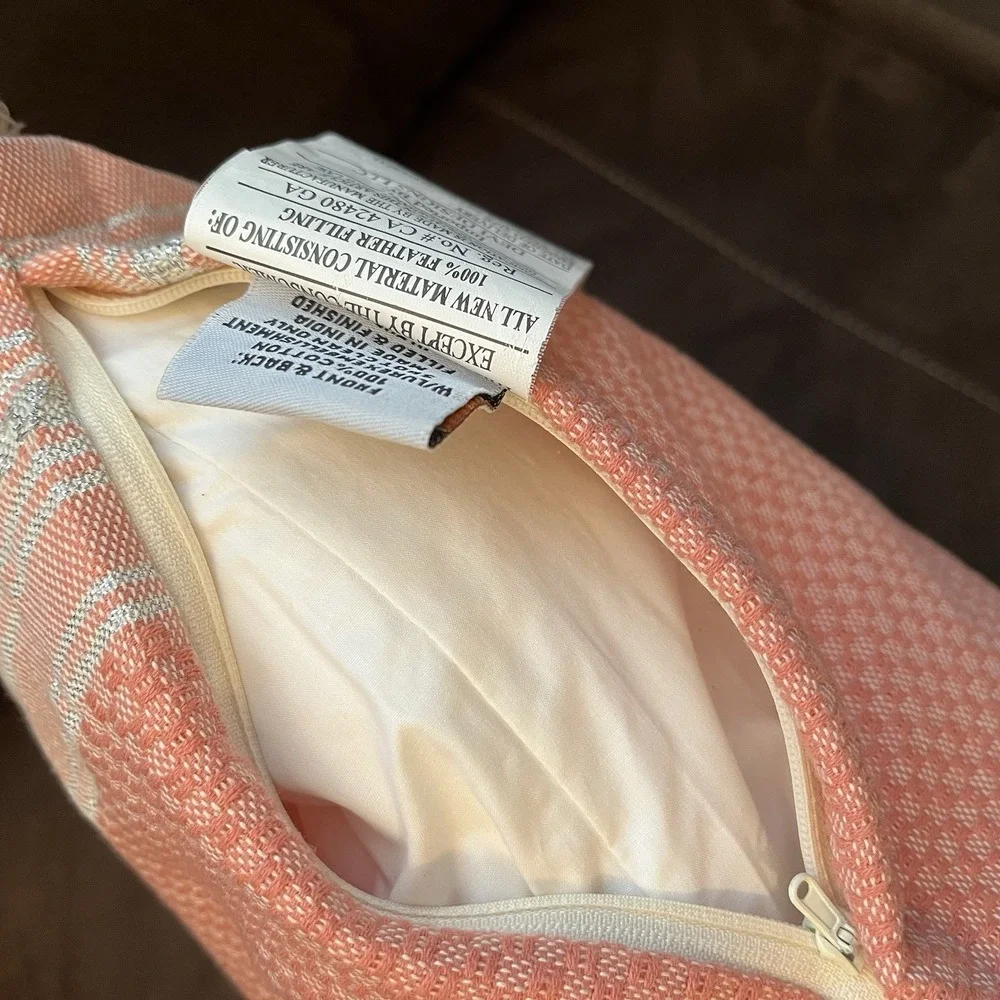 Devi Designs Throw Pillow Feather Filled Cotton Cover Nautical‎ Coral Beachy